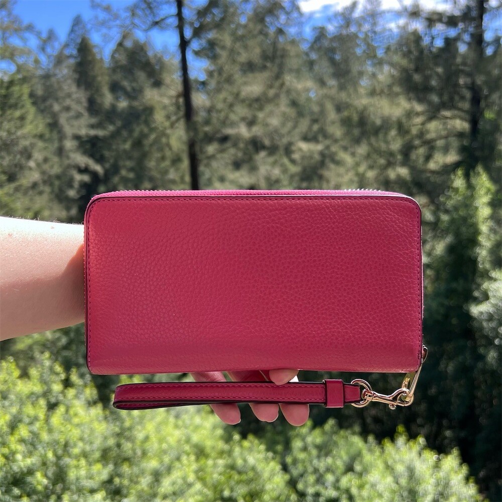 COACH Long Zip-Around Wallet  Pink Pebble Leather w Gold Hardware AUTHENTIC - Picture 2 of 13